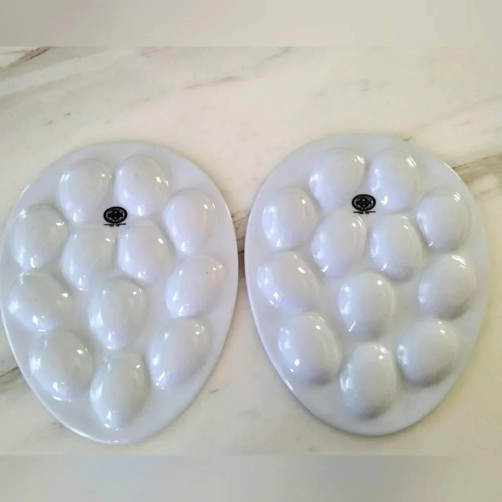 BIA Cordon Bleu 24 Deviled Egg White Porcelain Serving Platters - Set of 2